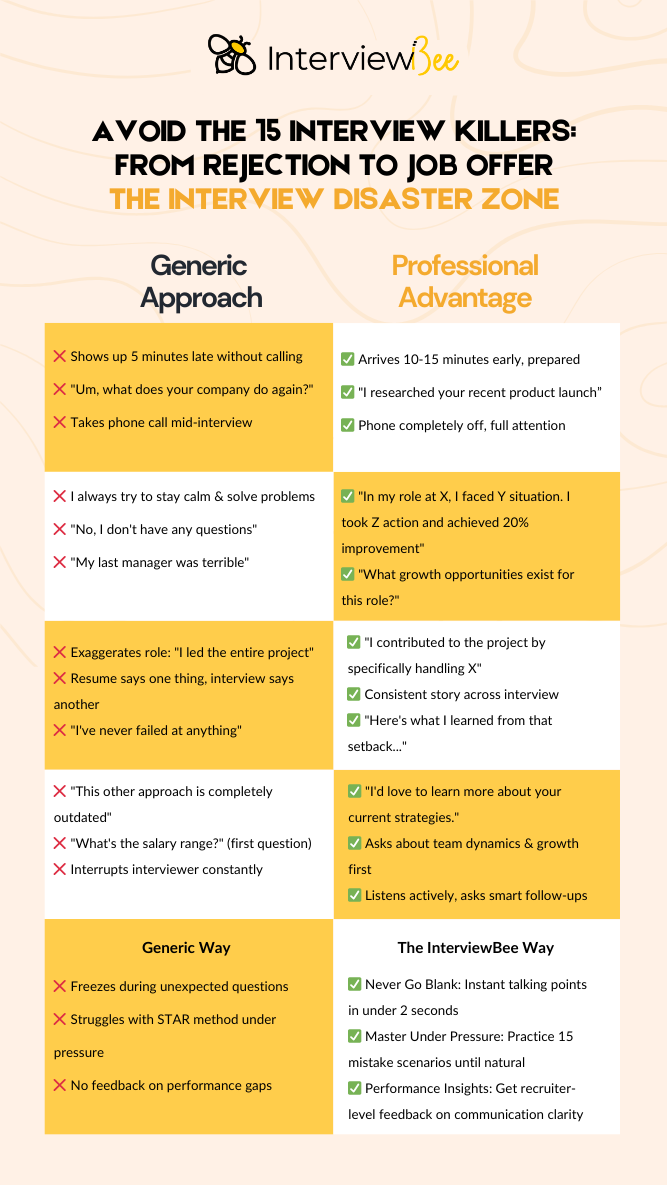 Infographic to 15 Interview Mistakes