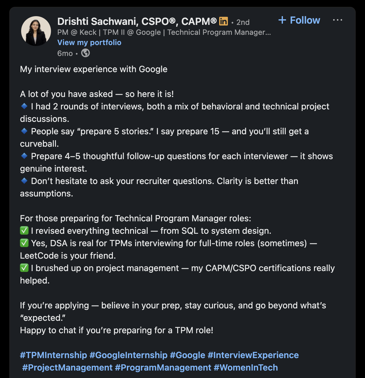 Google TPM Interview Infographic